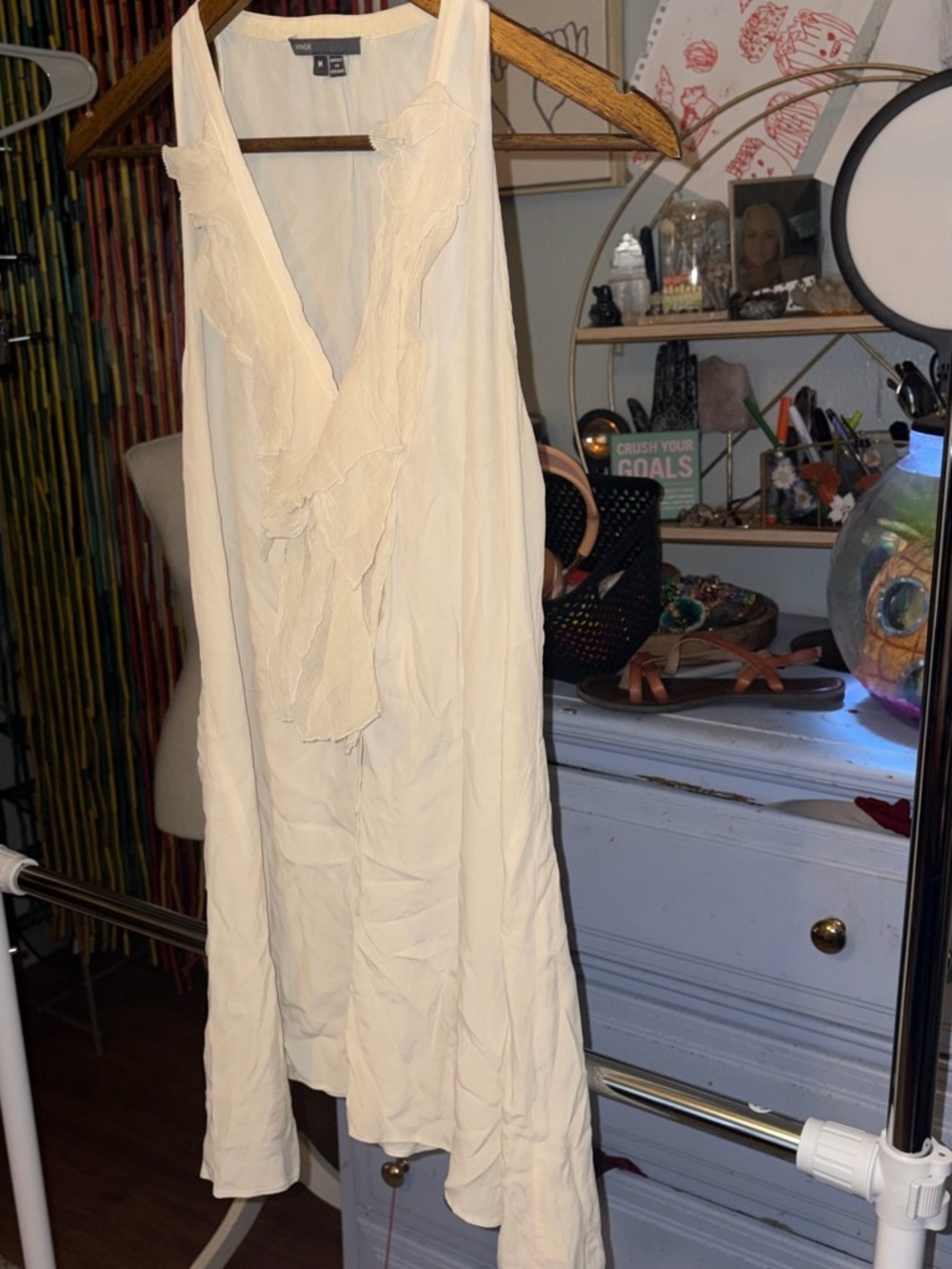 Vero Moda Cream Sleeveless Ruffle V-Neck Mini Dress - Picture 3 of 6